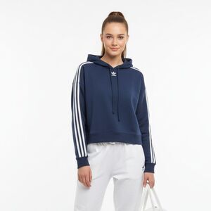 Adidas Blue & White Long Sleeve Cropped Hoody Sweatshirt M